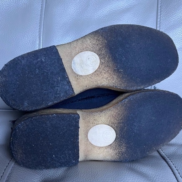 CHANEL CC Logo Platform Oxford Loafers Sz EU 38 US 8 Navy Canvas Preppy Grunge - Picture 3 of 15